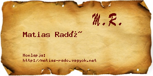 Matias Radó névjegykártya